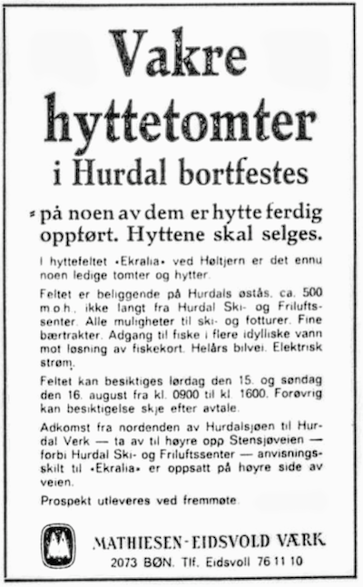 Annonsen i Aftenposten 11.08.1970